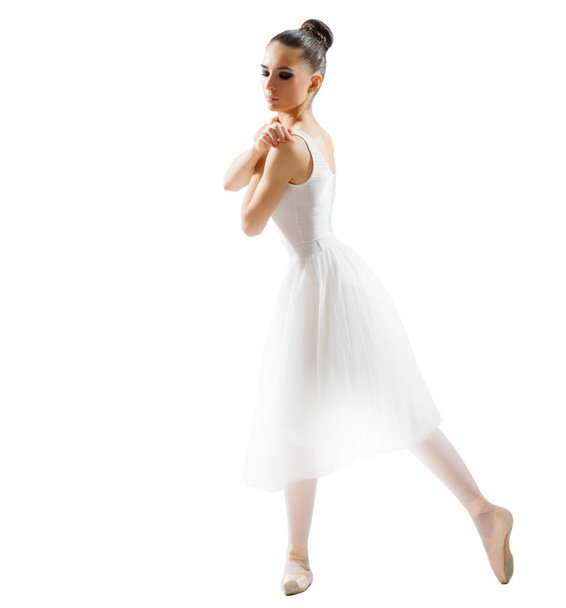 Young ballerina isolated on white - Φωτογραφία, εικόνα