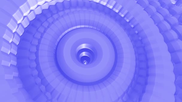 Animação computacional abstrata com uma fantástica cadeia giratória radialmente azul objeto 3D renderização
 - Filmagem, Vídeo