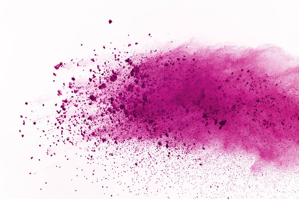 colored powder explosion on white background. Multicolor powder splatted isolate. Colorful cloud. Colored dust explode. Paint Holi. - Foto, imagen