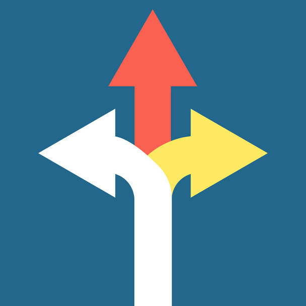 Three arrows. Concept choosing a way. Making a choice. Vector illustration. - Vector, Image