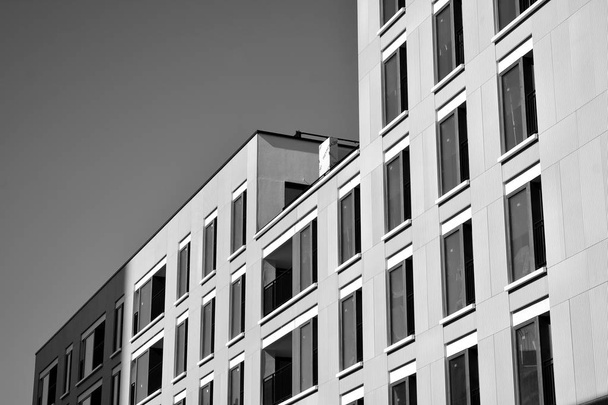 Modern apartment building exterior. Black and white. - Fotografie, Obrázek