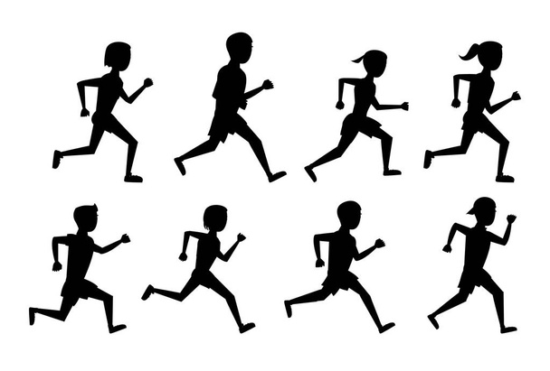 Σύνολο ανθρώπων που τρέχουν εικονίδια - Διάνυσμα, εικόνα