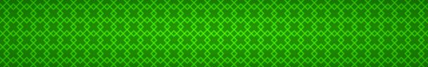 Abstracte horizontale banner van met elkaar vervlochten kleine vierkantjes op groene achtergrond - Vector, afbeelding