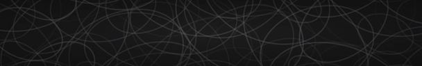 Abstracte horizontale banner van willekeurig gerangschikt contouren van ellipsen op zwarte achtergrond - Vector, afbeelding
