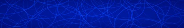 Banner horizontal abstracto de contornos dispuestos aleatoriamente de elipses sobre fondo azul
 - Vector, Imagen
