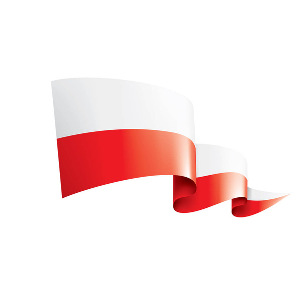 Σημαία Πολωνίας, διανυσματική απεικόνιση σε λευκό φόντο - Διάνυσμα, εικόνα