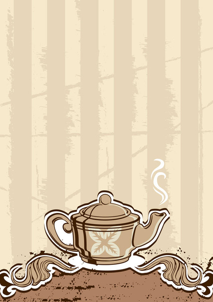 Tea menu with teapot - Vector, afbeelding