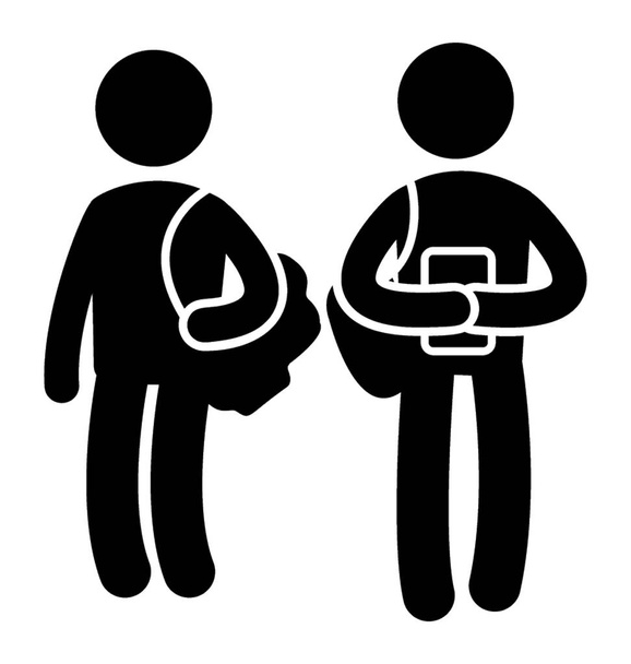 Twee senior studenten het dragen van een schoudertas wandelen terloops vertegenwoordigen pictogram van de vrienden van de Universiteit  - Vector, afbeelding