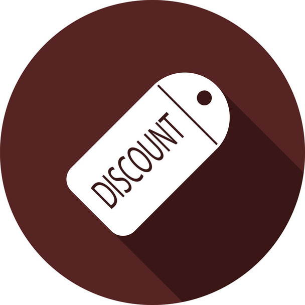 Icon of the medal with the inscription DISCOUNT. Flat white image with a long shado - Vector, Image