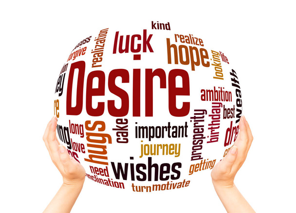 Desire word cloud sphere concept on white background. - Photo, Image
