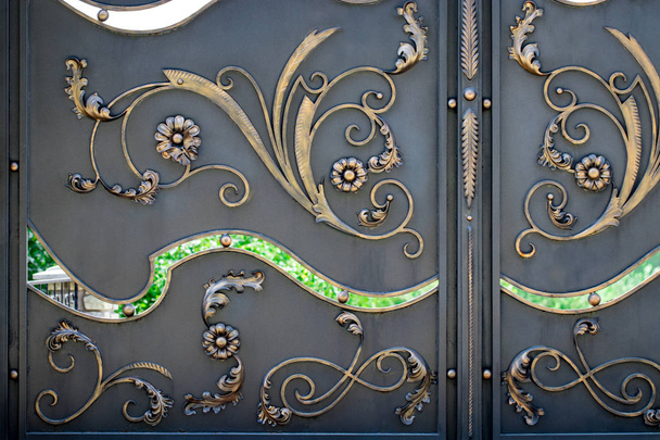 Красиві декоративні елементи металу ковані ворота
. - Фото, зображення