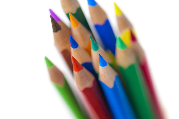 Színes ceruza fehér szelektív összpontosít elszigetelt - Fotó, kép