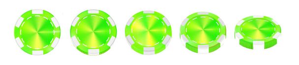 casino green chips isolated on white realistic vector 3d objects. - Vector, Image