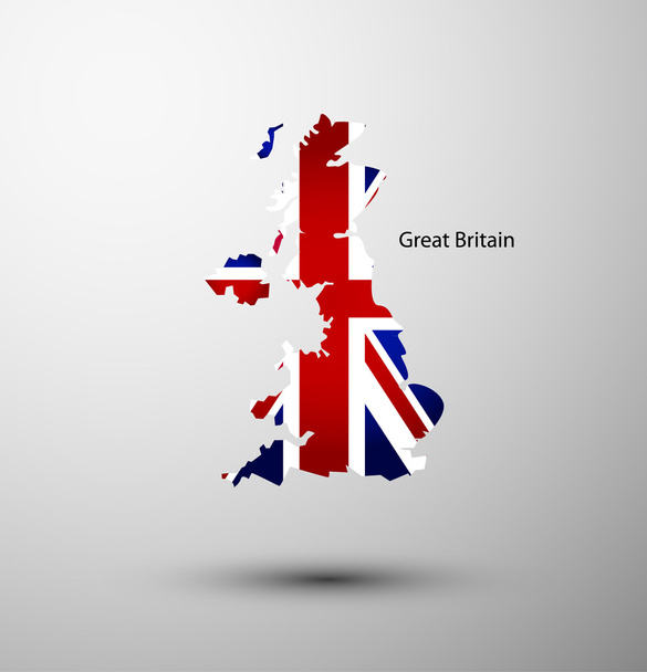 Great Britain flag on map - Vektor, obrázek