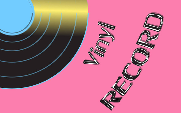 Hudební audio je starý starožitný vinyl záznam vintage retro bokovky a nápisem vinyl nahrávání na pozadí 50, 60, 70, 80, 90 a kopírovat prostor. Vektorové ilustrace. - Vektor, obrázek