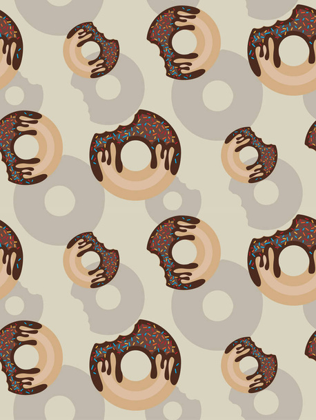 Donuts with shadows seamless pattern. Doodle sketch style background. Vintage pattern. - Вектор, зображення