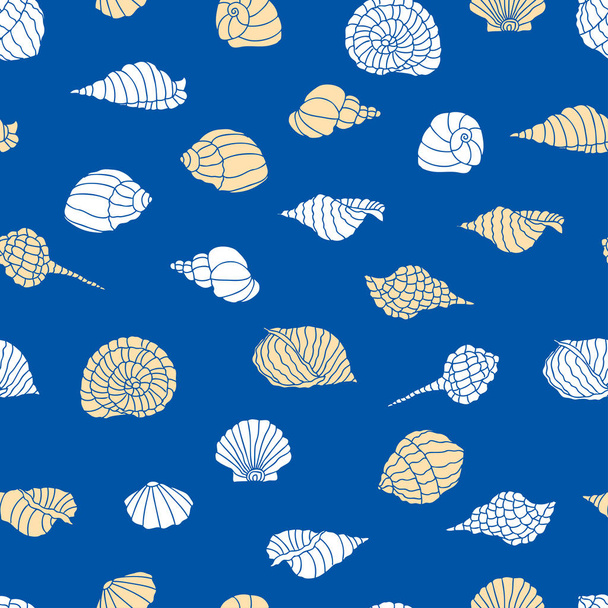 Vector background of silhouettes of seashells - Vektör, Görsel
