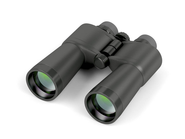 Black binoculars on white background, 3D illustration - Photo, Image