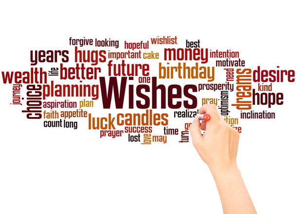 Wishes word cloud hand writing concept on white background. - Photo, Image
