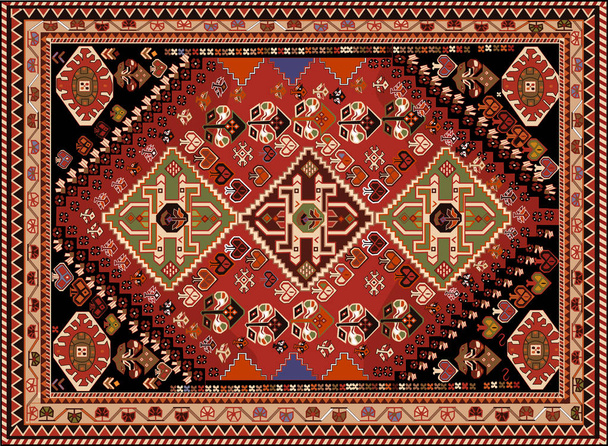 Perzisch tapijt, tribal vector textuur. Makkelijk te bewerken en 16 kleuren met stalen palet wijzigen. - Vector, afbeelding
