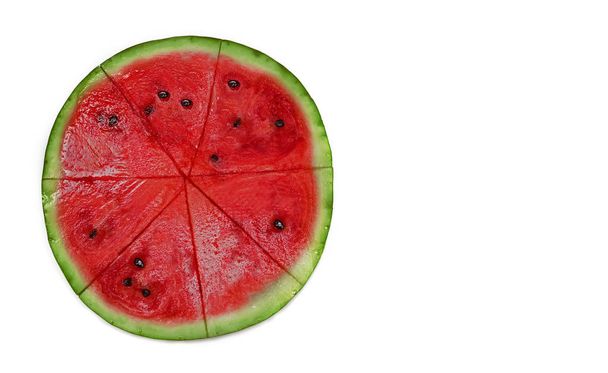 Watermelon in a cut on a white background. Place for text. - Zdjęcie, obraz