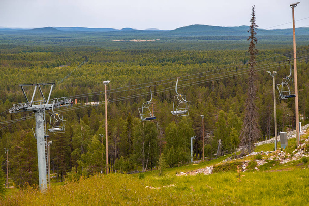 Luosto Finland, empty ski lifts on a summer day - Photo, image