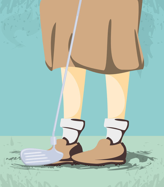 female golfer feet on golf course - Vector, Image