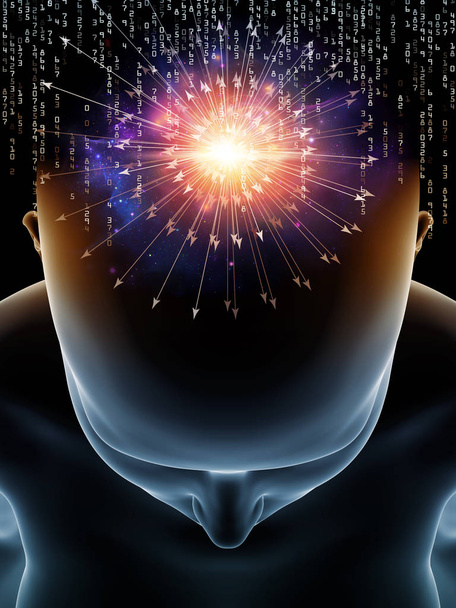 Mind Waves sarja. 3D-kuvan graafinen koostumus ihmisen pään ja teknologian symboleista tietoisuuden, aivojen, älyn ja tekoälyn kohteena
 - Valokuva, kuva