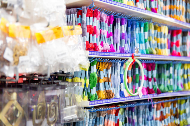 Rolls of fabric and textiles in a shop or store - Photo, Image