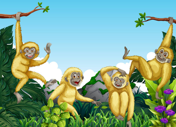 Πίθηκος στην απεικόνιση ζούγκλα - Διάνυσμα, εικόνα