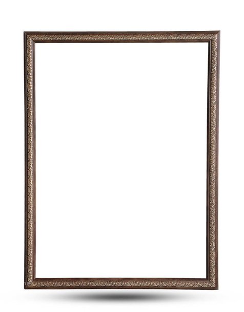 Cerrar viejo marco de madera marrón aislado sobre fondo blanco
 - Foto, imagen