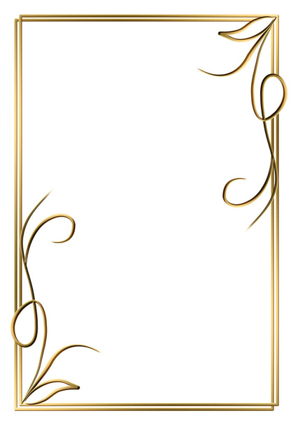 Rahmen und Rahmen, goldener Rahmen auf weißem Hintergrund.  - Vektor, Bild