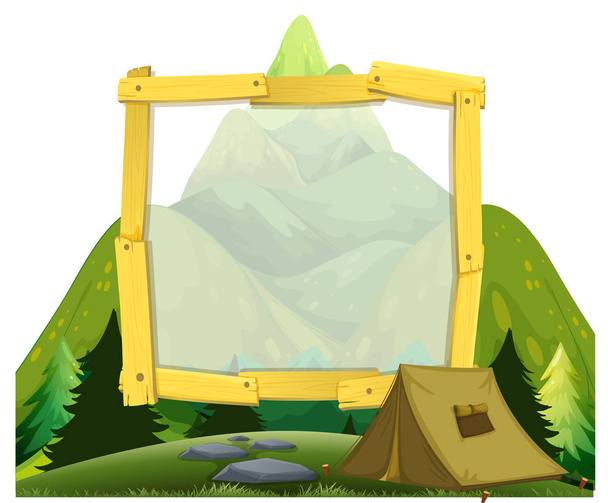 A frame of mountain camping illustration - Vector, Image