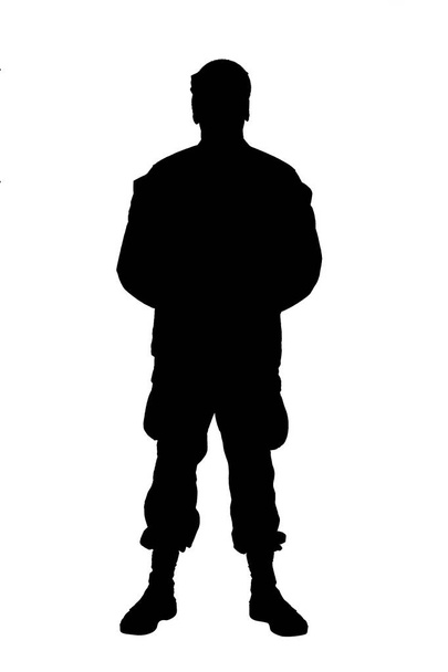 Soldato in parata posizione di riposo vista frontale sparare
 - Foto, immagini