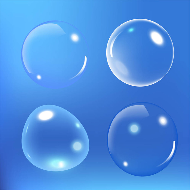 青色の背景の水ベクトル図の下のバブル - ベクター画像