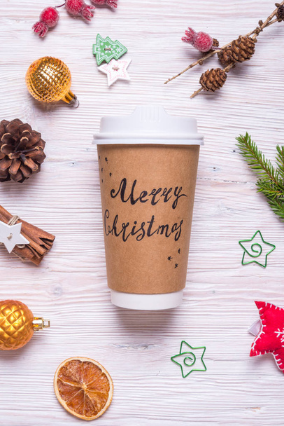 Disposable coffee cup, Chistmas concept - Photo, image