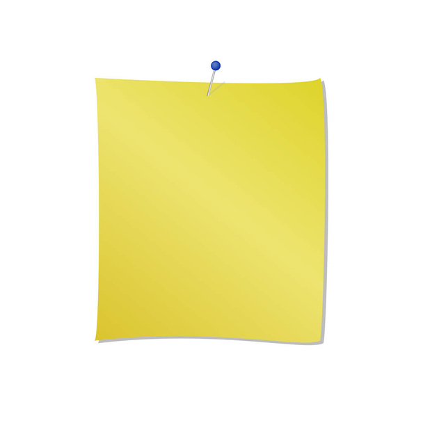 žlutá s obálkou s modrým špendlíkem připojené vektorové izolovaných na bílém pozadí - Vektor, obrázek