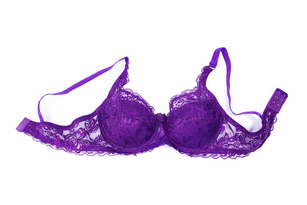  lace purple bra on a white background - Photo, Image