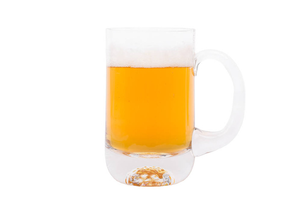 Pint of Beer on White background.  Isolated Beer Mug. - Фото, изображение