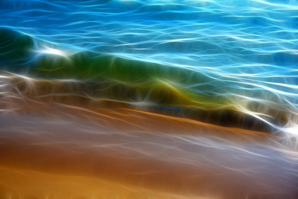 Textura de fondo fractal. Ola verde transparente del lago Michi
 - Foto, imagen