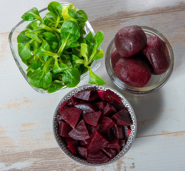 beets in a glass bowl with salad - Photo, Image