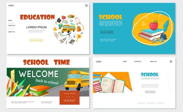 Flat Education Websites Set - Vector, Image