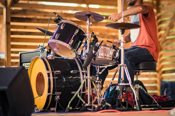 Drummer performing on stage. - Photo, Image