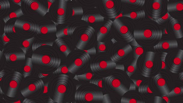 Vzor bezešvé z hudební audio staré vintage retro bokovky starožitné vinyl záznam na pozadí 60s, 70s, 80s, 90s. Na pozadí. Vektorové ilustrace - Vektor, obrázek