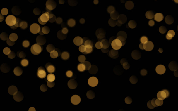 Abstract golden shining bokeh isolated on black background. Decoration or christmas background.  - Vector, Image