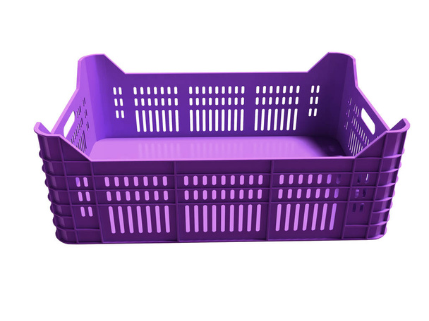 Moderna caja de fruta púrpura para la venta 3d renderizado sobre fondo blanco sin sombra
 - Foto, Imagen