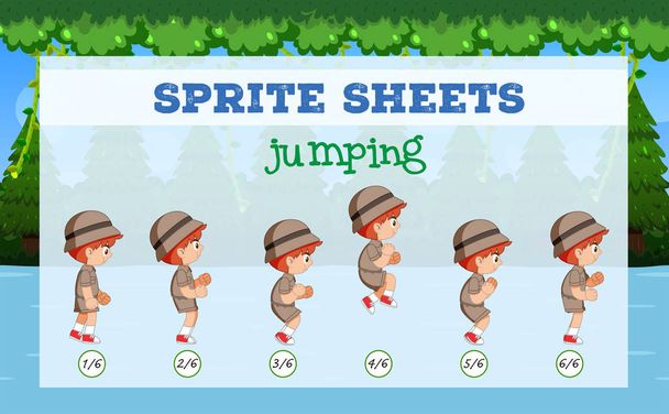 Boy sprite sheets jumping illustration - Vector, Image