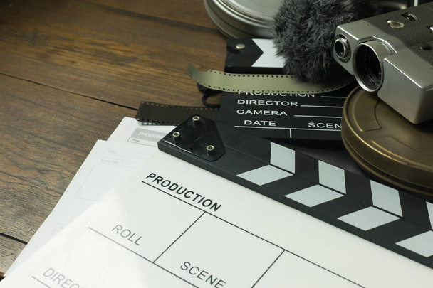 Film production Behind the scenes flat lay image background. - Photo, Image