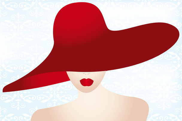 赤い帽子をかぶった女性の肖像画 - ベクター画像