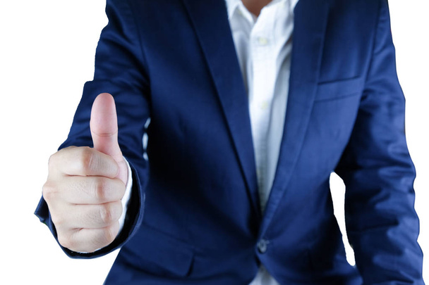 Businessman showing thumbs up isolated on white background - Foto, Imagem